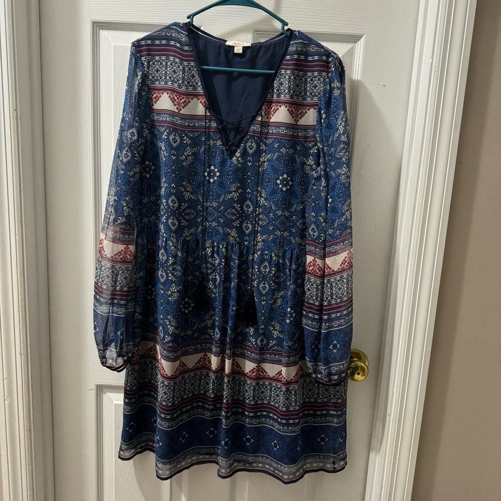 Ella Moss Anthropologie Size Large Boho Sheer Chiffon Dress